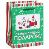 Пакет 11х14 см матовый "Самый лучший подарок!", Снежон и Борода, вертикальный - КОЛОРЛОН ВТД Новосибирск