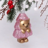 Ёлочная игрушка "Медвежонок-ёлочка" 7,5*5*12 см, розовый 916-0745 - КОЛОРЛОН ВТД Новосибирск