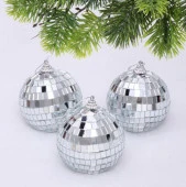 Новогодние шары 8 см (набор 3 шт) "Shining Disco", Серебро 201-4135 - КОЛОРЛОН ВТД Новосибирск