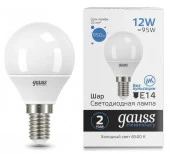 12W Лампа Gauss Elementary Шар 950lm 6500K Е14 LED - КОЛОРЛОН ВТД Новосибирск