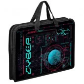 Папка пластик,с ручками А4 ОНИКС ПТ-14 "Cyber" (72185) д/тетрадей,на молн. - КОЛОРЛОН ВТД Новосибирск