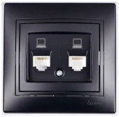 701-4242-141 Mira Розетка ПК+ПК Cat5e чёрный бархат - КОЛОРЛОН ВТД Новосибирск