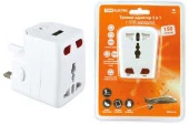 TDM Тревел-адаптер 100-250В 3A (5в1) c USB белый SQ1806-0044*** - КОЛОРЛОН ВТД Новосибирск
