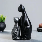 Фигура "Кошка с котенком" черный с серебром,  25,5х14см   4683985 - КОЛОРЛОН ВТД Новосибирск