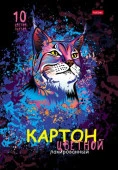 10Кц4л_20671 Набор картона цветной Лакированный 10л 10 цв. А4ф в папке -Рысь- - КОЛОРЛОН ВТД Новосибирск