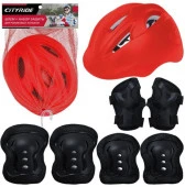 JB0212338 Набор шлем + защита City Ride из трёх предметов, в сетке, красный/чёрный - КОЛОРЛОН ВТД Новосибирск