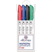 Набор маркеров д/доски 4цв. ATTOMEX 5040705 3мм (зеленый,синий,красный, черный) блистер - КОЛОРЛОН ВТД Новосибирск