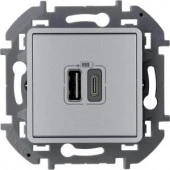 Legrand INSPIRIA Алюминий Розетка USB 5В/3000мА 673762 - КОЛОРЛОН ВТД Новосибирск