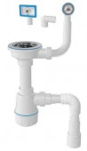 Сифон NOVA 1034 универ. выпуск 3 1/2"с отв для с/м, с круглым и прямым переливом, винт 45мм, гибкая - КОЛОРЛОН ВТД Новосибирск