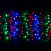 Гирлянда для улицы ЗАНАВЕС ш2* в1,5 м 320  ламп LED, прозрач.пров, 8 реж, Мультицвет с соед - КОЛОРЛОН ВТД Новосибирск