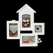 Фоторамка пластик на 4 фото 10х15 см, 10х10 см "Дом" белая 39х44,5 см 1516173 - КОЛОРЛОН ВТД Новосибирск