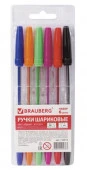 142819 Ручки шариковые BRAUBERG НАБОР 6шт, АССОРТИ, Line, корпус прозрачный, 1мм, линия 0,5мм - КОЛОРЛОН ВТД Новосибирск