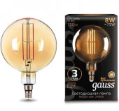 ***153802008 Лампа Gauss LED Vintage Filament G200 8W E27 200*300mm Amber 780lm 2400K - КОЛОРЛОН ВТД Новосибирск