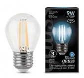 9W Gauss Filament Шар 9W 710lm 4100К Е27 LED - КОЛОРЛОН ВТД Новосибирск