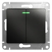 GSL000753 Glossa Антрацит Выключатель 2 кл. с подсв 10А - КОЛОРЛОН ВТД Новосибирск