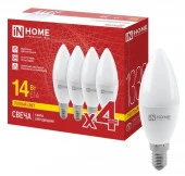 14W LED-СВЕЧА-VC 4PACK 14Вт 230В Е14 3000К 1330Лм (4шт./упак) IN HOME - КОЛОРЛОН ВТД Новосибирск