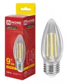 9W LED-СВЕЧА-deco 9Вт 230В Е27 3000К 1040Лм прозрачная IN HOME - КОЛОРЛОН ВТД Новосибирск