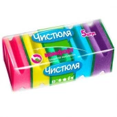 ЧИСТЮЛЯ губка хозяйственная Комфорт абразивный слой/фаска 5шт - КОЛОРЛОН ВТД Новосибирск