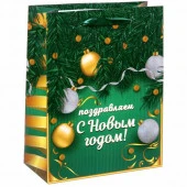 Пакет 26х32 см "Поздравляем с Новым годом!", Хвойный аромат, вертикальный - КОЛОРЛОН ВТД Новосибирск