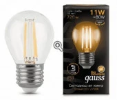 11W Gauss Filament Шар 11W 810lm 2700К Е27 LED - КОЛОРЛОН ВТД Новосибирск