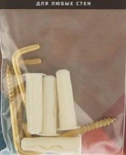 Крюк-шуруп L- обр. латунир. 3,5х50 в компл. c дюбелем MULTI 8x32 (4 шт.) - КОЛОРЛОН ВТД Новосибирск