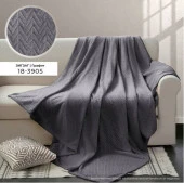 Плед ВЕЛСОФТ с тиснением 190 гр диз. Зигзаг (18-3905) Графит (220х200) - КОЛОРЛОН ВТД Новосибирск