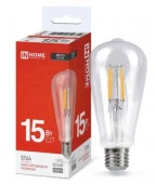 Лампа LED-ST64-deco 15Вт 230В Е27 4000К 1720Лм прозрачная IN HOME - КОЛОРЛОН ВТД Новосибирск