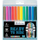 Фломастеры 12цв. ATTOMEX "Ready to Ride" 5081344 вент.колп.,пластик.блист. - КОЛОРЛОН ВТД Новосибирск