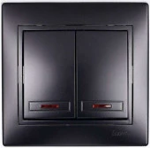 701-4242-112 Mira Выключатель 2 кл. с подсв. чёрный бархат - КОЛОРЛОН ВТД Новосибирск