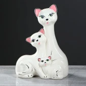 Копилка "Коты семья", глазурь, белая, 32 см 4298639 - КОЛОРЛОН ВТД Новосибирск