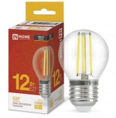 Лампа сд LED-ШАР-deco 12Вт 230В Е27 3000К 1350Лм прозрачная IN HOME - КОЛОРЛОН ВТД Новосибирск
