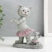 Сувенир полистоун "Кот и мышка - гавайские танцы" 11,5х5х10,5 см   7486001 - КОЛОРЛОН ВТД Новосибирск