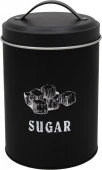 Банка жестяная с ручкой SUGAR/САХАР, круглая, большая Размер: d10.9х17.8см 1500мл Цвет: черный - КОЛОРЛОН ВТД Новосибирск