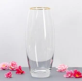 Ваза для цветов FLORA, с золотой отводкой, d=7.5 см, 10×26 см, стекло, прозрачная 3567810 - КОЛОРЛОН ВТД Новосибирск