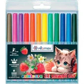 Фломастеры 12цв. ATTOMEX "Kawaii Cat" 5081536 вент.колп.,пластик.блист. - КОЛОРЛОН ВТД Новосибирск