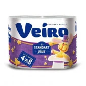 Veiro Standart Plus 2слоя, 4 рул., 960 листов в уп, БЕЛЫЙ 3С24 Бумага туалетная - КОЛОРЛОН ВТД Новосибирск