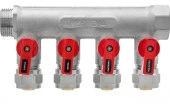 ***Коллектор 3/4" в/н с кранами на 4 выхода 1/2" н + евроконус 16 х 1/2" MPF, MP-У - КОЛОРЛОН ВТД Новосибирск