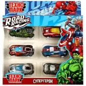 358698 Машина металл ROAD RACING набор супергерои 7,5 см, 6 шт,асс., кор. Технопарк 2*60наб - КОЛОРЛОН ВТД Новосибирск