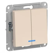 ATN000253 Беж Выключатель 2 кл. подсв AtlasDesign - КОЛОРЛОН ВТД Новосибирск