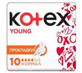 Kotex Young Normal 10 шт Женские гигиенические прокладки с крылышками - КОЛОРЛОН ВТД Новосибирск