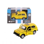 1200047ТМ "Автопанорама" Машинка металлическая "Такси", 1:50, цвет желтый, инерция, в/к 12*7*5,5 см - КОЛОРЛОН ВТД Новосибирск