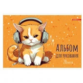 Альб д.рис 20л скр А4 14425-EAC твин УФ лак Котик в наушниках (гофр40_(2*20)) - КОЛОРЛОН ВТД Новосибирск