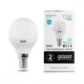 12W Gauss Elementary Шар 12W 920lm 4100K Е14 LED - КОЛОРЛОН ВТД Новосибирск