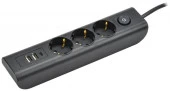 iEK Удлинитель с USB и выключателем (3с/з, 2м, ПВС3х1) чёрный WYP12-16-03-02-ZKU-K02 - КОЛОРЛОН ВТД Новосибирск