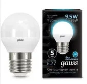 9,5W Gauss Шар 9.5W 950lm 4100K E27 LED Н - КОЛОРЛОН ВТД Новосибирск