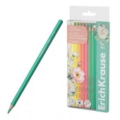 61821 КАРАНДАШИ ЦВ. 12 ШТ, ERICHKRAUSE PASTEL BLOOM, ДЕРЕВО, КРУГЛЫЕ, 4 ММ, АССОРТИ, ПЭТ-БОКС /12 - КОЛОРЛОН ВТД Новосибирск