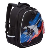 Ранец школьный Гризли RAz-587-10 чёрный,жёстк.,полиэстер,28*36*20см,брелок-картхолдер - КОЛОРЛОН ВТД Новосибирск