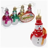 Ёлочная игрушка "Снеговички"(4шт) 7,5*4см 6ВDC4-А124/4Н - КОЛОРЛОН ВТД Новосибирск