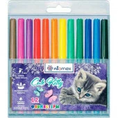 Фломастеры 12цв. ATTOMEX "Cute Kitty" 5081341 вент.колп.,пластик.блист. - КОЛОРЛОН ВТД Новосибирск