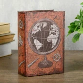 Шкатулка-книга дерево кожзам "Глобус" оранж 16х11х4,5 см   4060594 - КОЛОРЛОН ВТД Новосибирск
